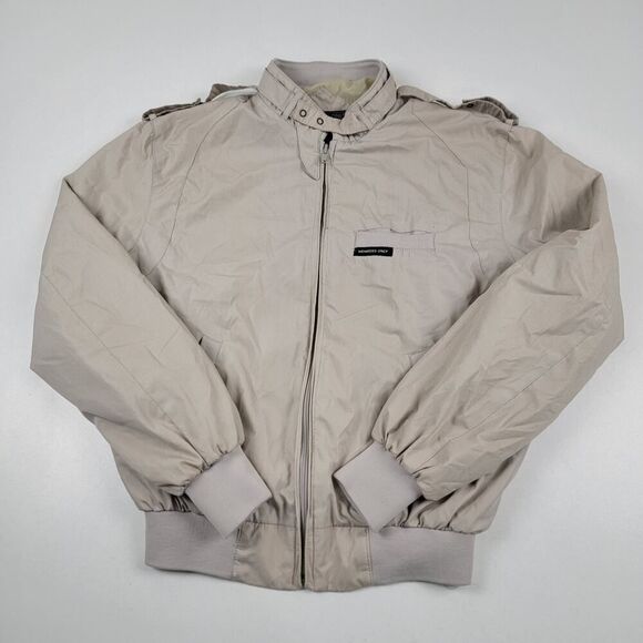 Members Only Vintage Jacket Mens Size 40 Beige Full Zip Tan Biege 90s - Picture 1 of 11